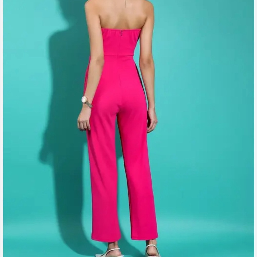 Elegant Pink Strapless Jumpsuit